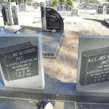 RENSBURG P.J., Janse van 1916-2004 &amp; M.C.E. HANEKOM 1929-1977