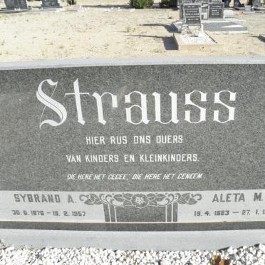 STRAUSS Sybrand A. 1876-1957 &amp; Aleta M. 1883-1957