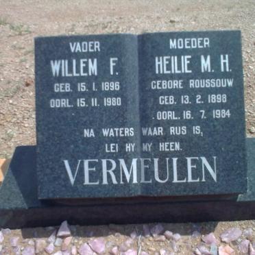 VERMEULEN Willem F. 1896-1980 &amp; Heilie M.H. ROUSSOUW 1898-1984