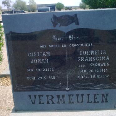 VERMEULEN Gieliam Johan 1873-1939 &amp; Cornelia Francina KNOUWDS 1883-1967