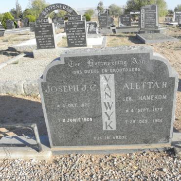 WYK Joseph J.C., van 1875-1969 &amp; Aletta R. HANEKOM 1879-1966
