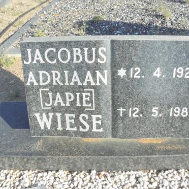 WIESE Jacobus Adriaan 1929-1987