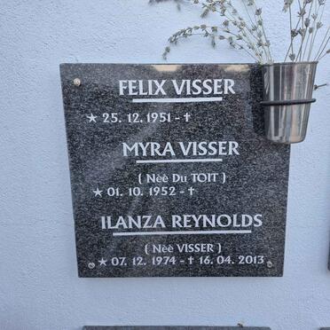 VISSER Felix 1951- & Myra DU TOIT 1952- :: REYNOLDS Ilanza nee VISSER 1974-2013