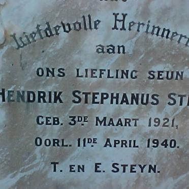 STEYN Hendrik Stephanus 1921-1940