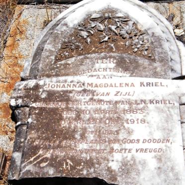 KRIEL Johanna Magdalena nee VAN ZIJL 1883-1918