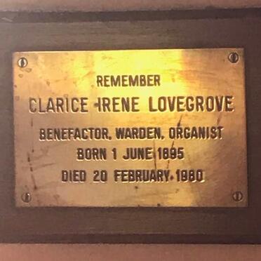 LOVEGROVE Clarice Irene 1895-1980
