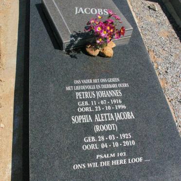 JACOBS Petrus Johannes 1916-1996 &amp; Sophia Aletta Jacoba ROODT 1925-2010