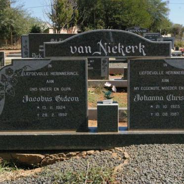 NIEKERK Jacobus Gideon, van 1924-1992 &amp; Johanna Christina 1925-1987