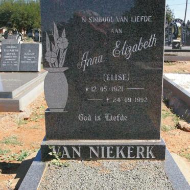 NIEKERK Anna Elizabeth, van 1921-1992