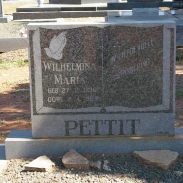 PETTIT Wilhelmina Maria 1936-1989