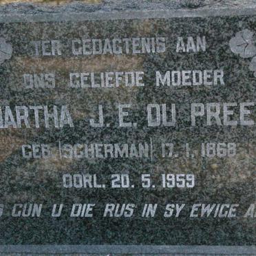 PREEZ Martha J.E., du nee SCHERMAN 1868-1959