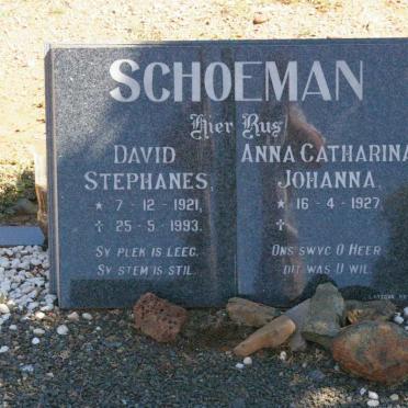SCHOEMAN David Stephanes 1921-1993 &amp; Anna Catharina Johanna 1927-