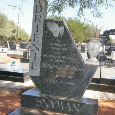 SNYMAN Hendrina Francina 1967-1987