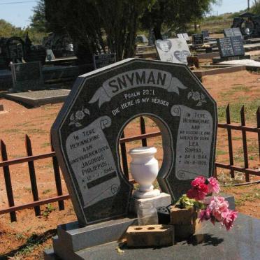 SNYMAN Jacobus Philippus 1941- &amp; Lea Sophia 1944-1999