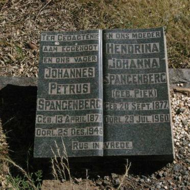 SPANGENBERG Johannes Petrus 1871-1946 &amp; Hendrina Johanna PIEK 1877-1960