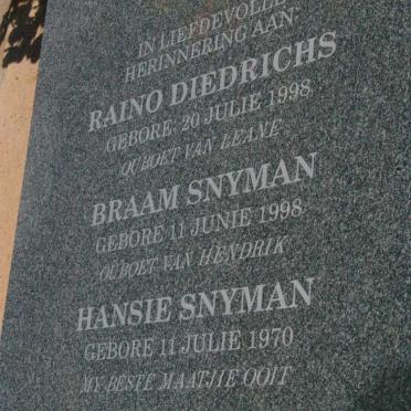 SNYMAN Hansie 1970-2012 :: SNYMAN Braam 1998-2012 :: DIEDRICHS Raino 1998-2012