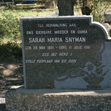SNYMAN Sarah Maria 1897-1981