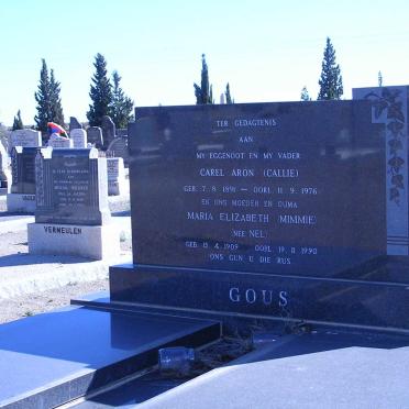 GOUS Carel Aron 1891-1976 &amp; Maria Elizabeth NEL 1909-1990