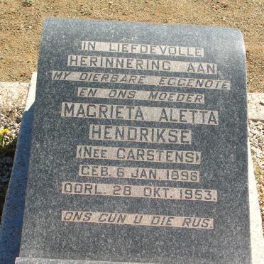 HENDRIKSE Magrieta Aletta nee CARSTENS 1896-1953