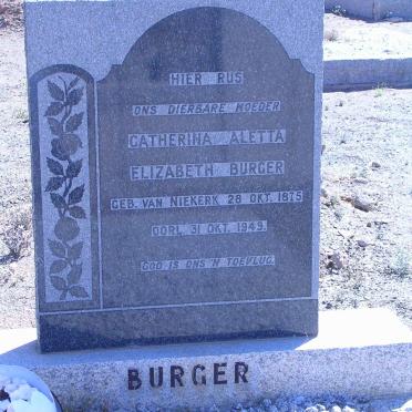 BURGER Catherina Aletta Elizabeth nee VAN NIEKERK 1875-1949