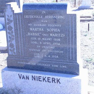 NIEKERK Martha Sophia nee MARITZ 1928-1954 :: VAN NIEKERK Twins 1954-1954
