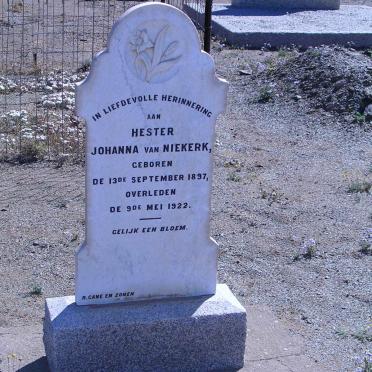 NIEKERK Hester Johanna, van 1897-1922