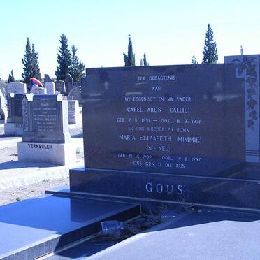 GOUS Carel Aron 1891-1976 &amp; Maria Elizabeth NEL 1909-1990