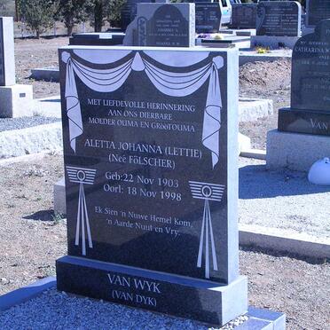 WYK Aletha Johanna, van nee FOLSCHER 1903-1998