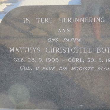 BOTHA Matthys Christoffel 1906-1962