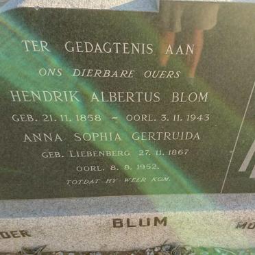 BLOM Hendrik Albertus 1858-1943 &amp; Anna Sophia Gertruida LIEBENBERG 1867-1952