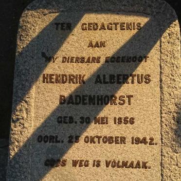 BADENHORST Hendrik Albertus 1856-1942