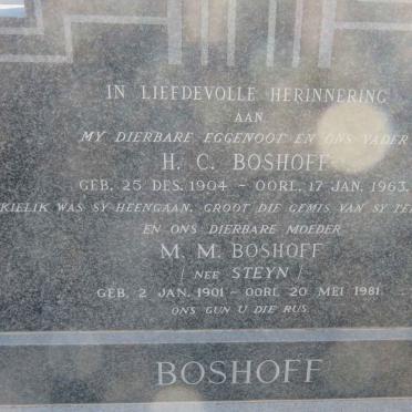 BOSHOFF H.C. 1904-1963 &amp; M.M. STEYN 1901-1981