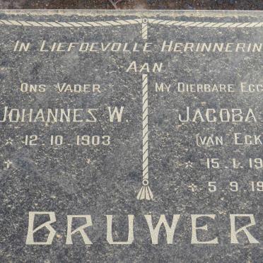 BRUWER Johannes W. 1903- &amp; Jacoba W. VAN ECK 1908-1975