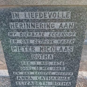 BOTHA Pieter Nicolaas 1878-1948 &amp; Anna Catharina Elizabeth SMIT 1883-1961