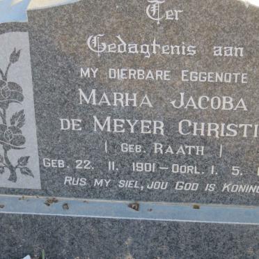 CHRISTIE Marha Jacoba De Meyer nee RAATH 1901-1972