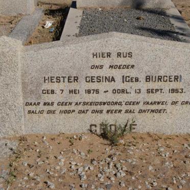 GROVE Hester Gesina nee BURGER 1875-1953