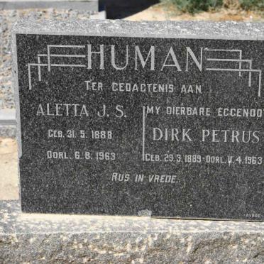 HUMAN Dirk Petrus 1889-1963 &amp; Aletta J.S. 1888-1963