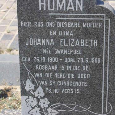 HUMAN Johanna Elizabeth nee SWANEPOEL 1900-1968