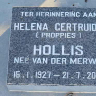HOLLIS George 1914-1973 &amp; Helena Gertruida VAN DER MERWE 1927-2001