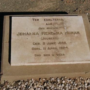 HUMAN Johanna Hendrika nee JOUBERT 1850-1924
