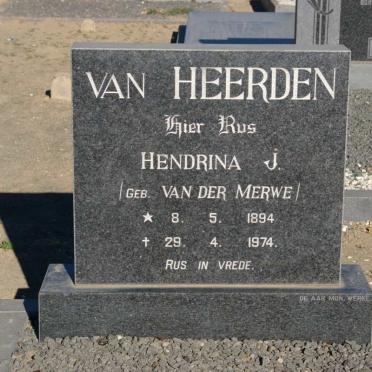 HEERDEN Hendrina J., van nee VAN DER MERWE 1894-1974