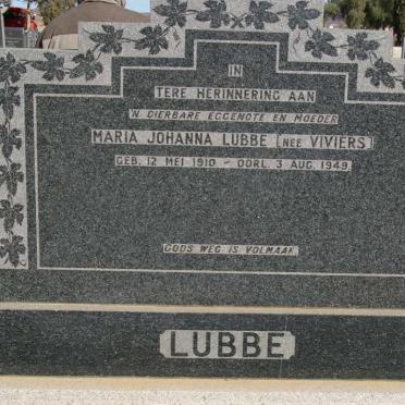 LUBBE Maria Johanna nee VIVIERS 1910-1949