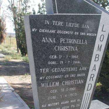 LOMBARD Willem Christian 1901-1973 &amp; Anna Petronella Christina 1902-1966