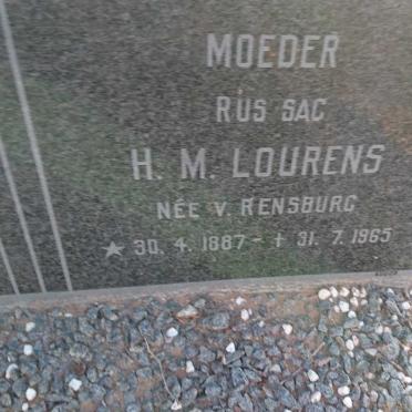 LOURENS H.M. nee V. RENSBURG 1887-1965