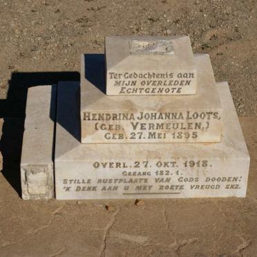 LOOTS Hendrina Johanna nee VERMEULEN 1895-1918