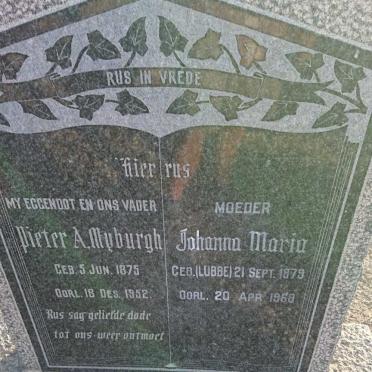 MYBURGH Pieter A. 1875-1952 &amp; Johanna Maria LUBBE 1879-1968
