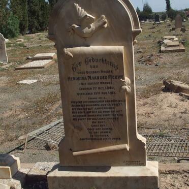 MERWE Hendrina M., van der nee VAN DER MERWE 1840-1912