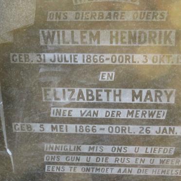 NIEKERK Willem Hendrik, van 1866-1944 &amp; Elizabeth Mary VAN DER MERWE 1866-1936