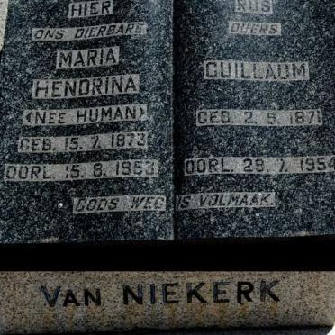 NIEKERK Guillaum, van 1871-1954 &amp; Maria Hendriena HUMAN 1873-1953