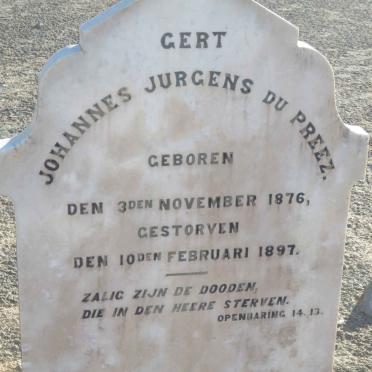 PREEZ Gert Johannes Jurgens, du 1876-1897